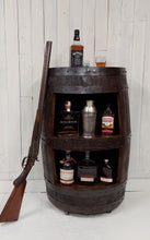Load image into Gallery viewer, Half Whiskey Barrel Bar frontal view with props