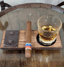 Load image into Gallery viewer, Rustic Whiskey Glass and Cigar Holder with props