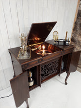Load image into Gallery viewer, 1923 Sonora Louis XV Phonograph Mini Bar - front of bar with doors open