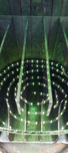 Load image into Gallery viewer, Green LED lights reflecting off of glass tabletop inside of the barrel.