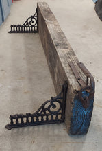 Load image into Gallery viewer, A barnboard beam used as a fireplace mantle.